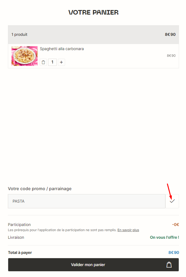 Où saisir mon code promotionnel parrainage ? Refectory
